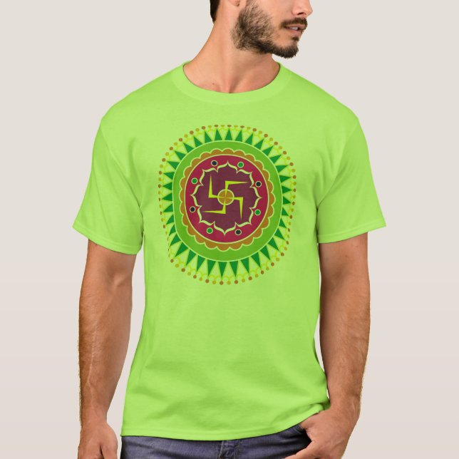 Hakkors med traditionell indisk stil Mandana Tee Shirt (Framsida)