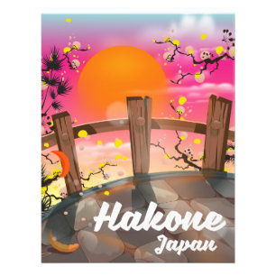 Hakone japan blommar poster. fototryck