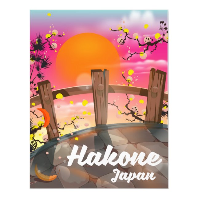 Hakone japan körsbärsblomposter. fototryck (Framsidan)