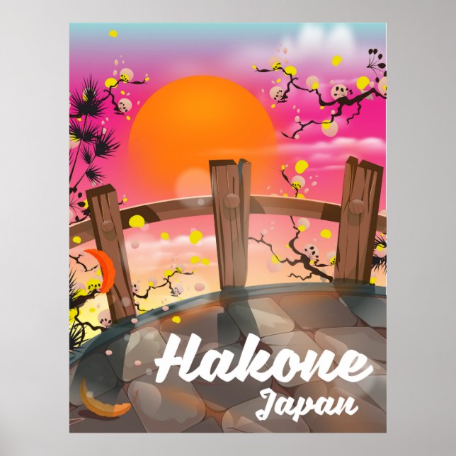 Hakone japan körsbärsblomposter. poster (Framsidan)