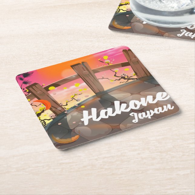 Hakone japan körsbärsblomposter. underlägg papper kvadrat (Vinklad)