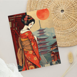 Hakone Japan maiko geisha vintage retro Postcard Vykort