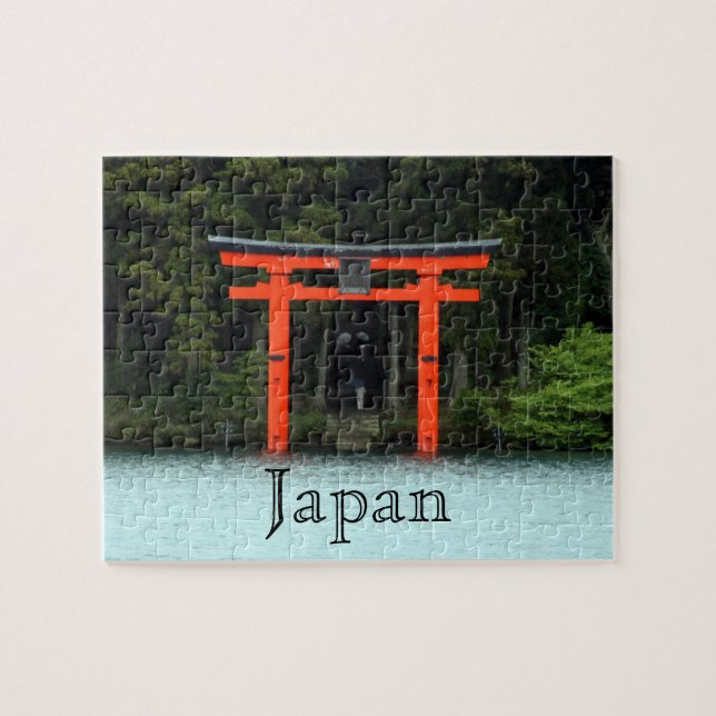 hakone röd torii japan pussel (Horisontell)