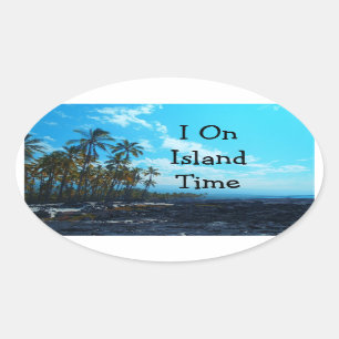 Haksäcksmärken på ön Time humor Hawaii Ovalt Klistermärke