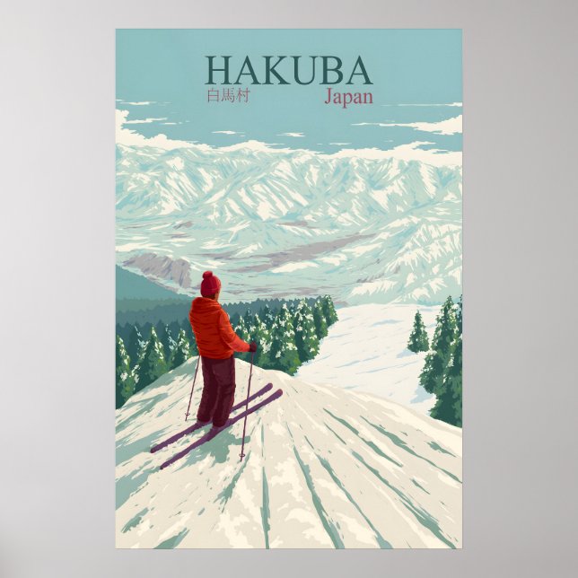 Hakuba Japan Skidort Resoraffisch Poster (Framsidan)