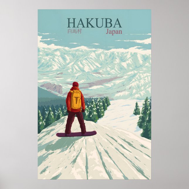 Hakuba Japan Snowboard Resorera Resemärlatning Pos Poster (Framsidan)