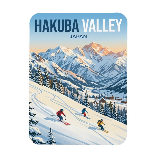 Hakuba Valley Skidåkning Japan Magnet (Vertikal)