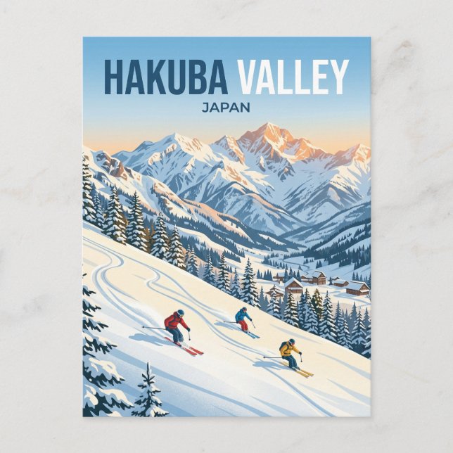 Hakuba Valley Skidåkning Japan Vykort (Framsida)
