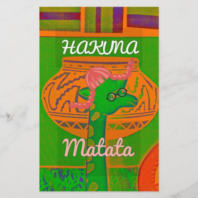 Hakuna Giraffe Art Print Brevpapper (Framsida)