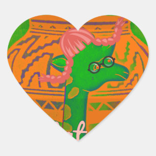 Hakuna Giraffe Art Print Hjärtformat Klistermärke