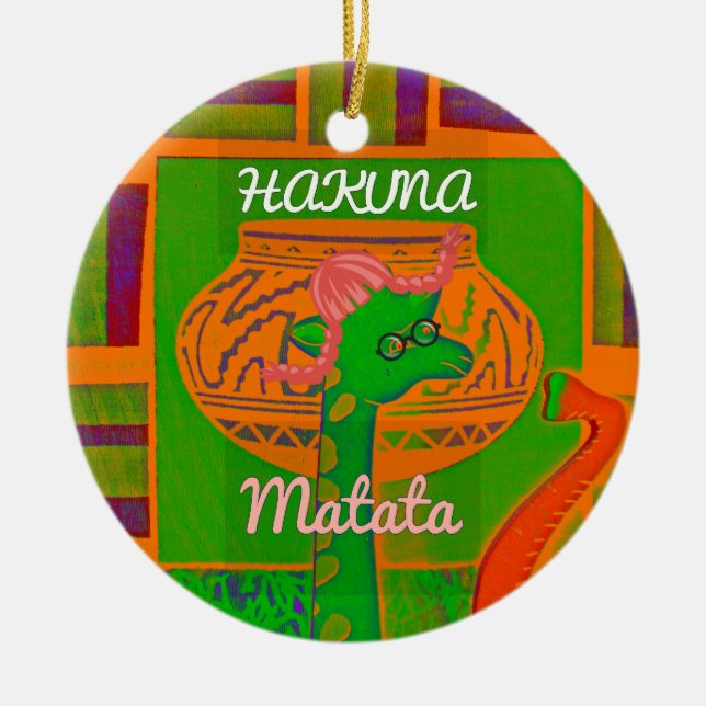 Hakuna Giraffe Art Print Julgransprydnad Keramik (Framsidan)