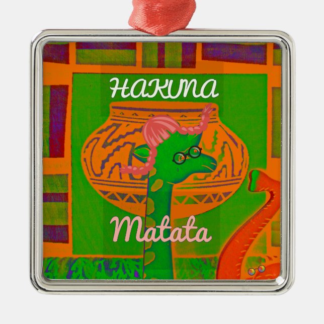 Hakuna Giraffe Art Print Julgransprydnad Metall (Framsidan)