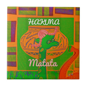 Hakuna Giraffe Art Print Kakelplatta