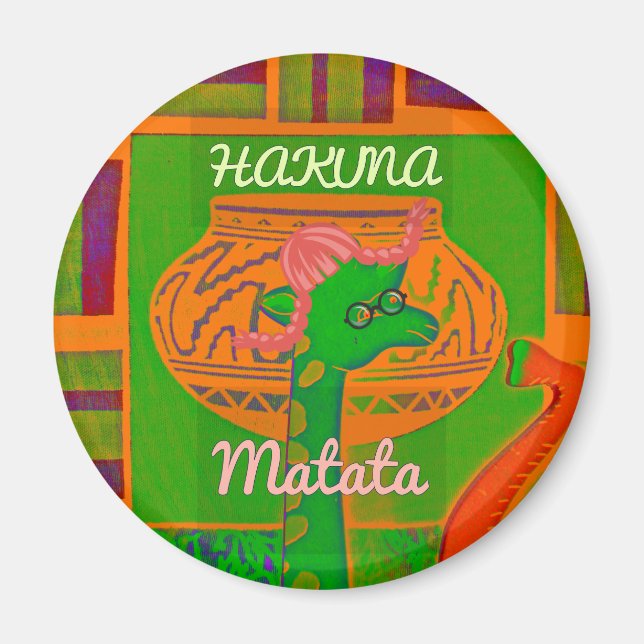 Hakuna Giraffe Art Print Magnet (Framsidan)