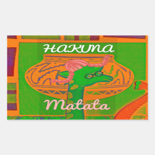 Hakuna Giraffe Art Print Rektangulärt Klistermärke