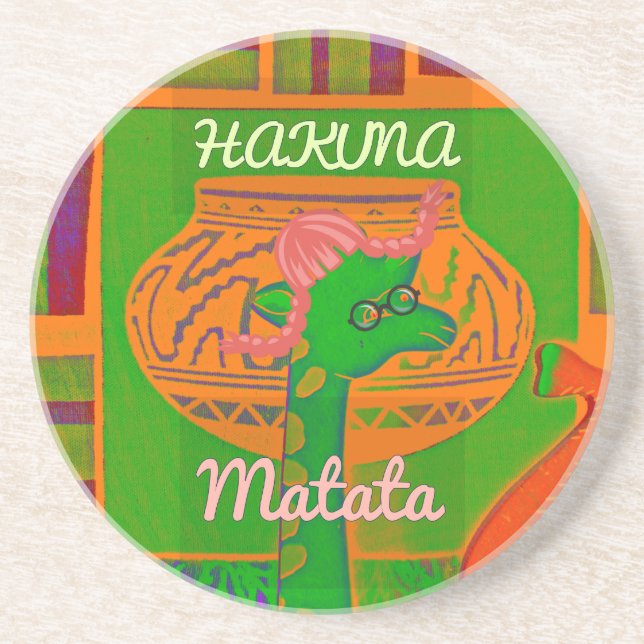 Hakuna Giraffe Art Print Underlägg Sandsten (Framsidan)