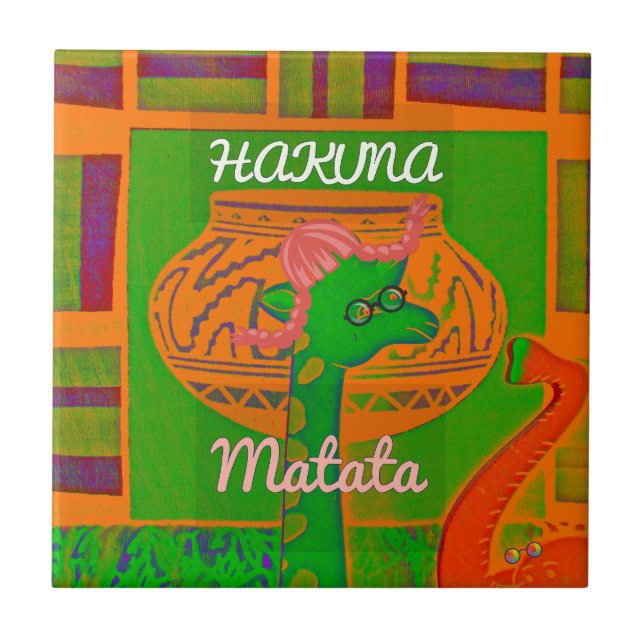 Hakuna Giraffe Konsttryck Kakelplatta (Framsidan)