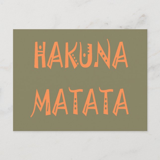 Hakuna Matata - African Tribal Text Art Vykort (Framsida)