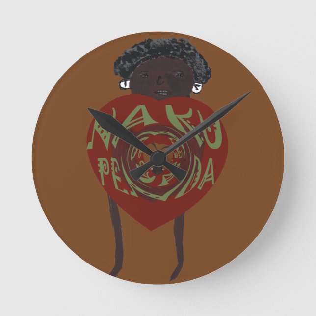 Hakuna Matata älskar jag dig Nakupenda Kenya Rund Klocka (Framsida)