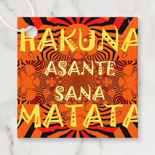 Hakuna Matata Asante Sana: Vibrant African Zebra G Gåvor Etiketter (Framsida)