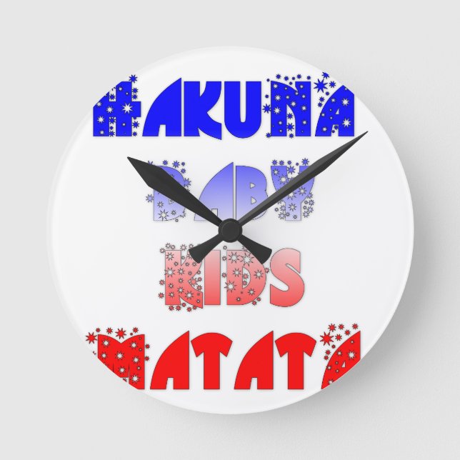 Hakuna Matata Baby & Kids: Fransk Färg Design Rund Klocka (Framsida)