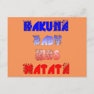 Hakuna Matata Baby & Kids: Fransk Färg Design Vykort