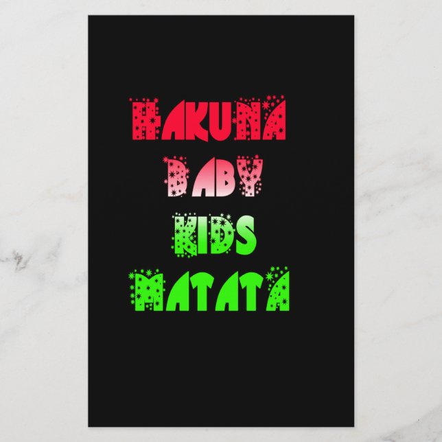 Hakuna Matata Baby Kids Gifts fantastisk färg desi Brevpapper (Framsida)