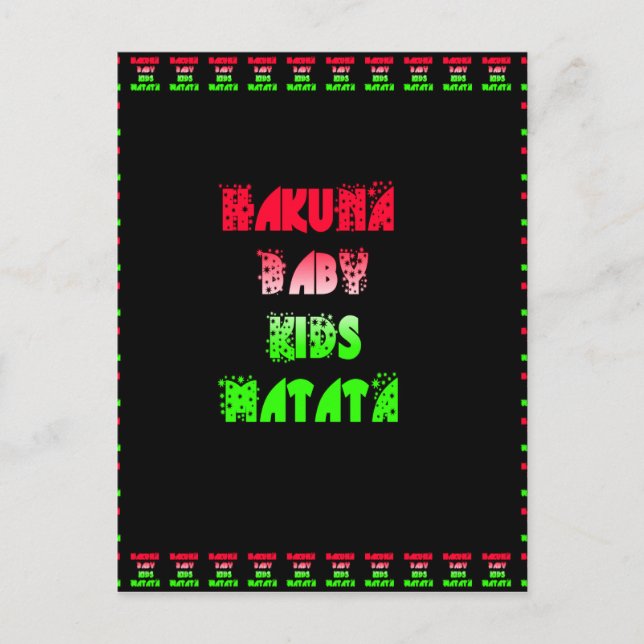 Hakuna Matata Baby Kids Gifts fantastisk färg desi Vykort (Framsida)