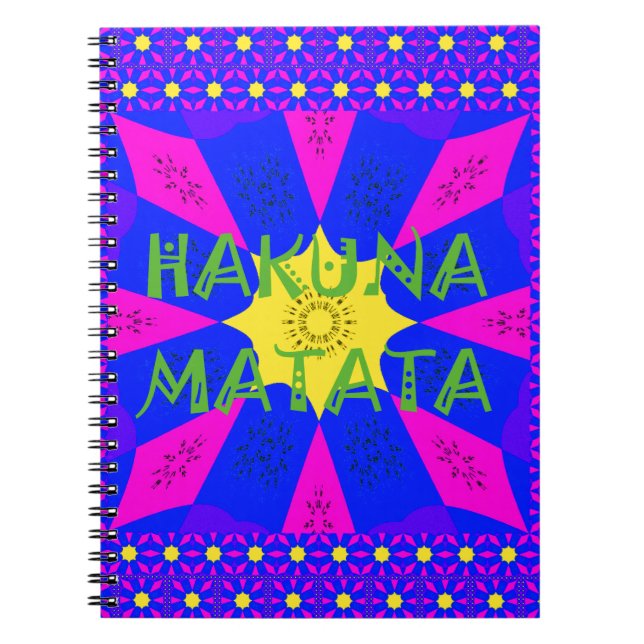 Hakuna Matata Bevackra Fantastisk Design Färg Anteckningsbok Med Spiral (Framsidan)