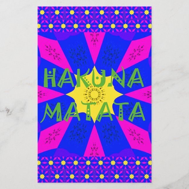 Hakuna Matata Bevackra Fantastisk Design Färg Brevpapper (Framsida)