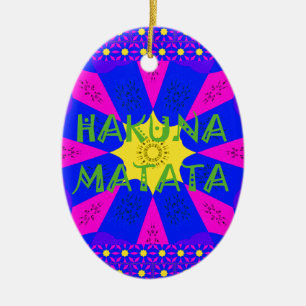 Hakuna Matata Bevackra Fantastisk Design Färg Julgransprydnad Keramik