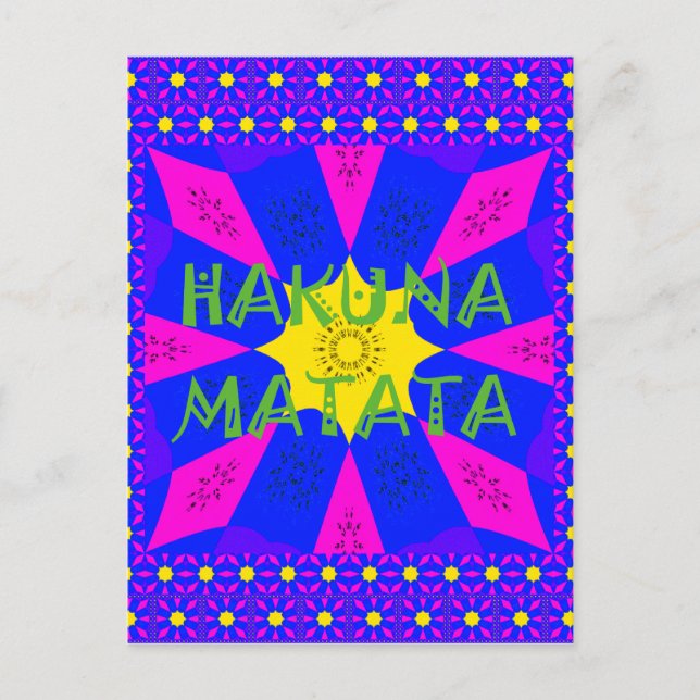 Hakuna Matata Bevackra Fantastisk Design Färg Vykort (Framsida)