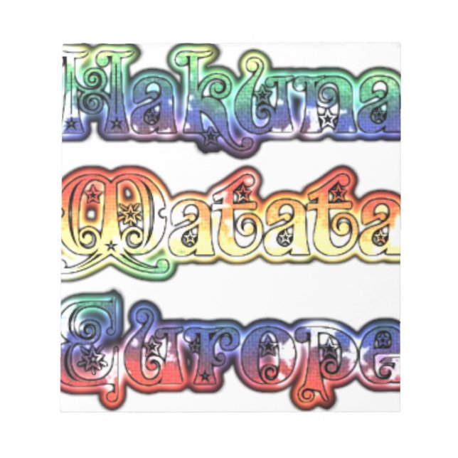 Hakuna Matata Europe Art Print/Graphic Anteckningsblock (Framsida)