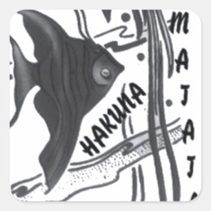 Hakuna Matata Fish Art Skriv ut Fyrkantigt Klistermärke
