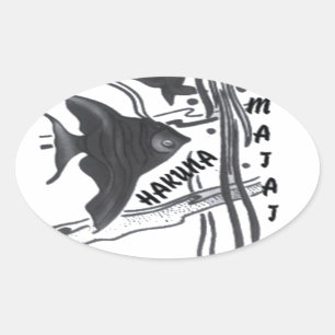 Hakuna Matata Fish Art Skriv ut Ovalt Klistermärke
