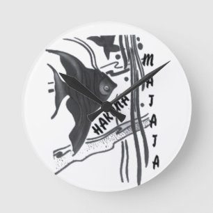 Hakuna Matata Fish Art Skriv ut Rund Klocka