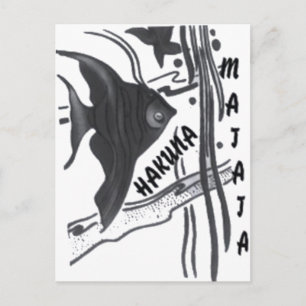 Hakuna Matata Fish Art Skriv ut Vykort