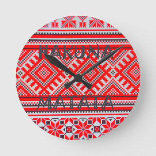 Hakuna Matata - Inga bekymmer Swahili Art Collecti Rund Klocka