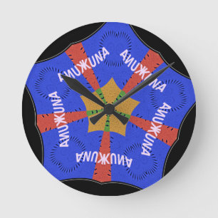 Hakuna Matata Iridiscent Blue Rund Klocka