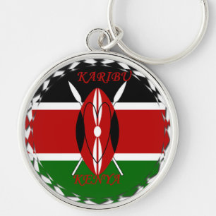 Hakuna matata Karaibu Kenya Rund Silverfärgad Nyckelring
