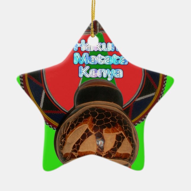 Hakuna Matata Kenya Art Skriv ut Julgransprydnad Keramik (Framsidan)