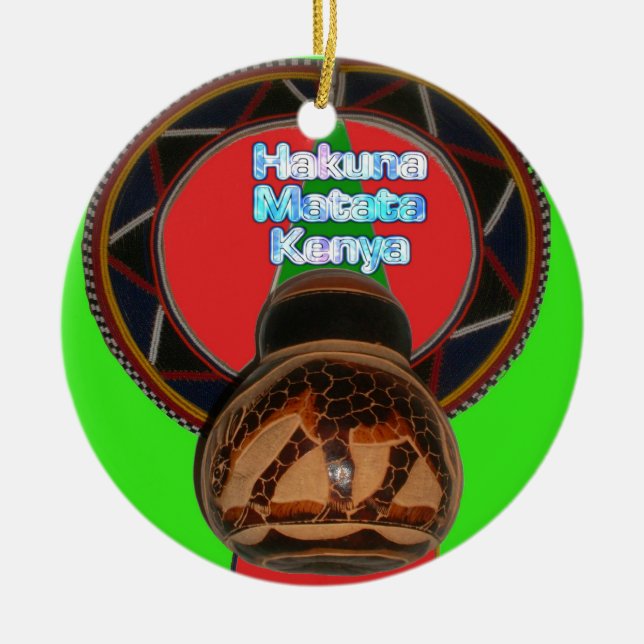 Hakuna Matata Kenya Art Skriv ut Julgransprydnad Keramik (Framsidan)