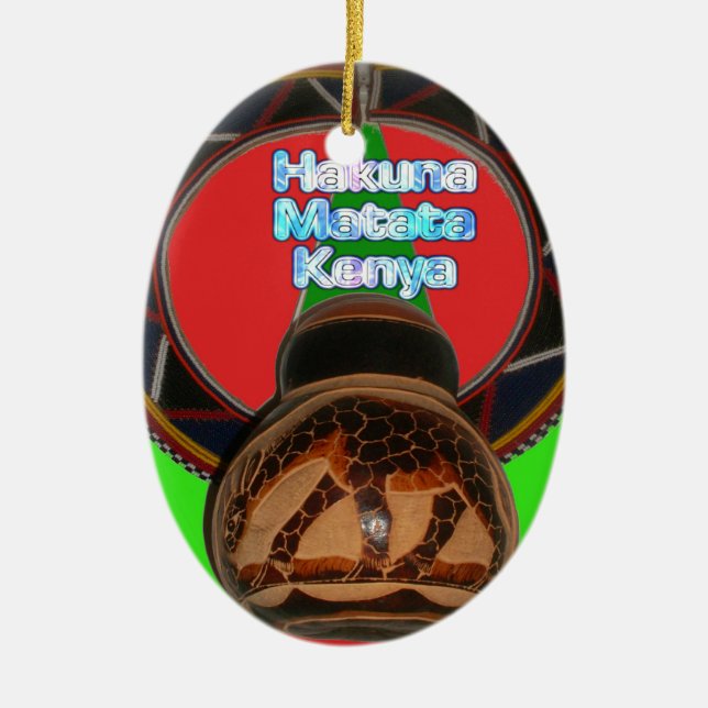 Hakuna Matata Kenya Art Skriv ut Julgransprydnad Keramik (Framsidan)
