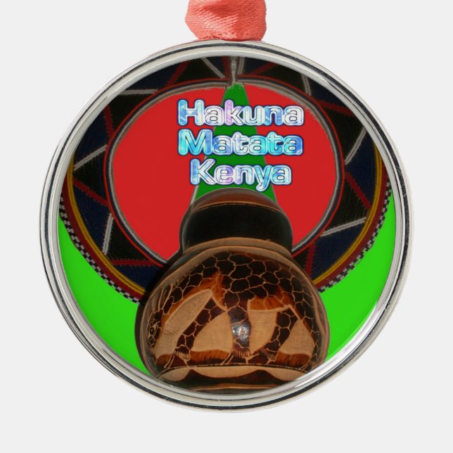 Hakuna Matata Kenya Art Skriv ut Julgransprydnad Metall (Framsidan)