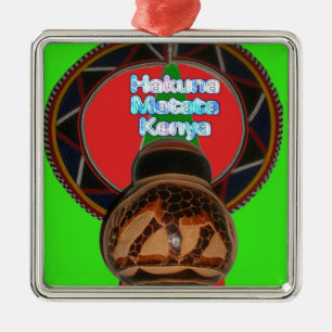 Hakuna Matata Kenya Art Skriv ut Julgransprydnad Metall