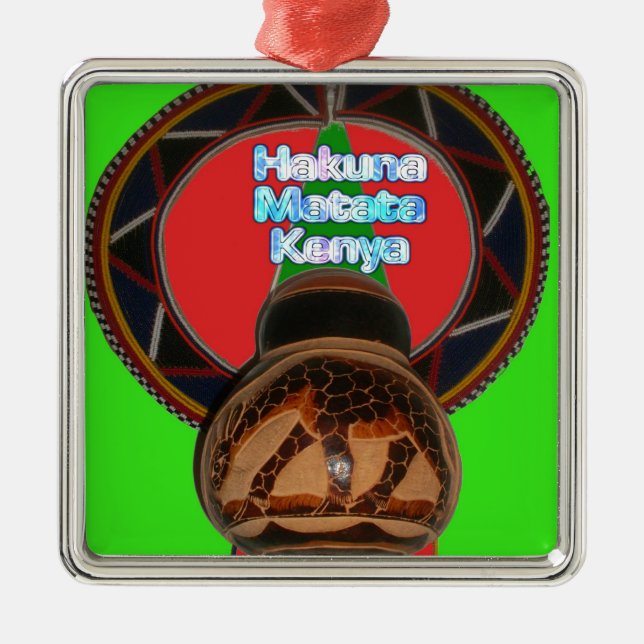 Hakuna Matata Kenya Art Skriv ut Julgransprydnad Metall (Framsidan)