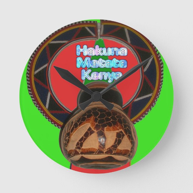 Hakuna Matata Kenya Art Skriv ut Rund Klocka (Framsida)