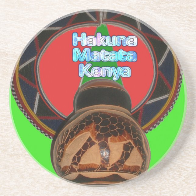 Hakuna Matata Kenya Art Skriv ut Underlägg Sandsten (Framsidan)