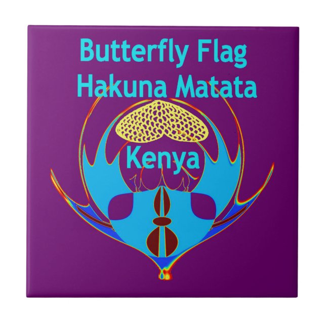 "Hakuna Matata Kenya" Butterfly Art Print/Graphic Kakelplatta (Framsidan)