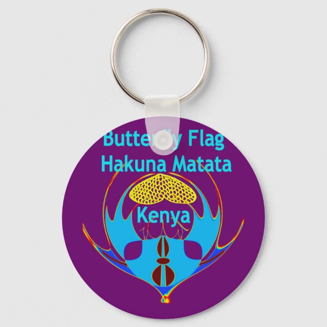 "Hakuna Matata Kenya" Butterfly Art Print/Graphic Nyckelring (Framsida)
